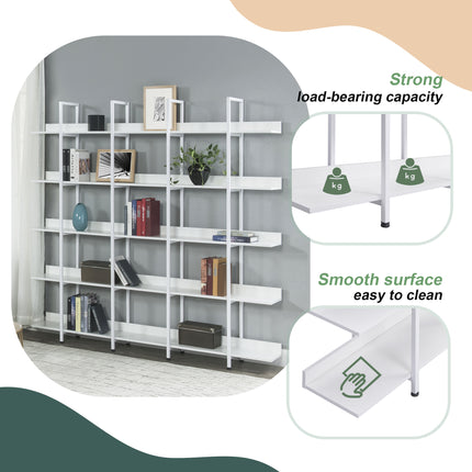 BC1- 5 Tier Bookcase Home Office Open Bookshelf, Vintage Industrial Style Shelf with Metal Frame, MDF Board - Likeshoppe 