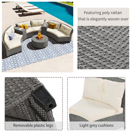 PX3- 6 - Person Fan-shaped Rattan Suit Combination with Cushions and Table,Suitable for Garden - Likeshoppe 