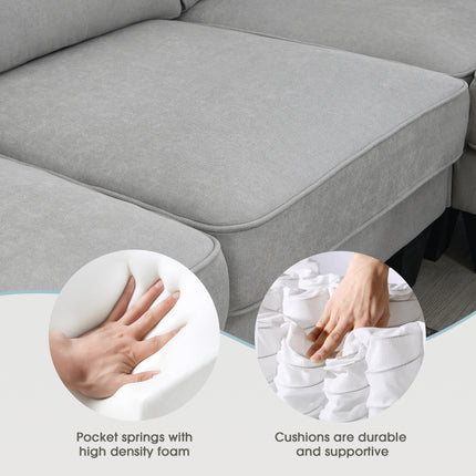 S4- 108*85.5" Modern U Shape Sectional Sofa, 7 Seat Fabric Sectional Sofa Set with 3 Pillows Included for Living Room, Apartment, Office,3 Colors - Likeshoppe 