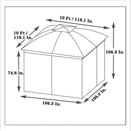 AG11- 10x10 Ft Outdoor Patio Garden Gazebo Canopy;  Outdoor Shading;  Gazebo Tent With Curtains - Likeshoppe 