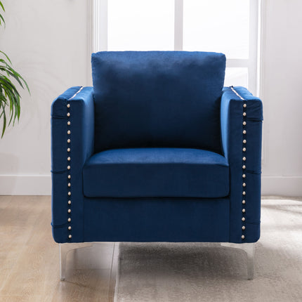 AC3- Modern Velvet Armchair Tufted Button Accent Chair Club Chair with Steel Legs for Living Room Bedroom - Likeshoppe 