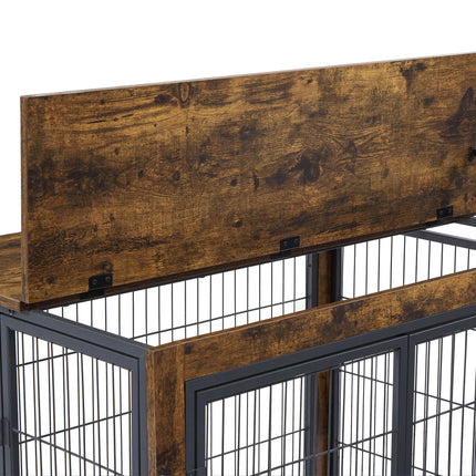 AB5- Furniture Style Dog Crate Side Table on Wheels with Double Doors and Lift Top - Likeshoppe 
