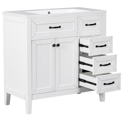 PT8- 36' Bathroom Vanity with Sink Combo;  White Bathroom Cabinet with Drawers;  Solid Frame and MDF Board - Likeshoppe 