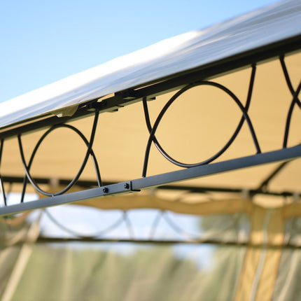 AG19- Double Tiered Grill Canopy;  Outdoor BBQ Gazebo Tent with UV Protection;  Beige - Likeshoppe 