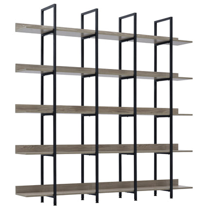 BC1- 5 Tier Bookcase Home Office Open Bookshelf, Vintage Industrial Style Shelf with Metal Frame, MDF Board - Likeshoppe 